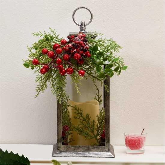 The Spirit Of Christmas Led Candle Lantern With Foliage  