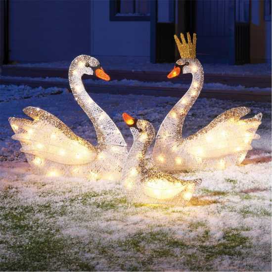 The Spirit Of Christmas Set Of 3 Led Swans  