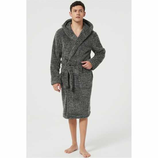 Howick Рокля На Ивици Jacquard Stripe Dressing Gown Сиво 