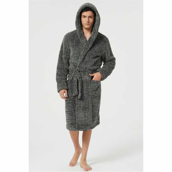 Howick Рокля На Ивици Jacquard Stripe Dressing Gown Сиво 