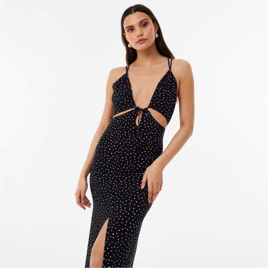 Jack Wills Gathered Bust Maxi Dress Черно печатане Дамски поли и рокли