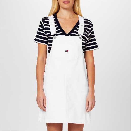 Tommy Jeans Tj Pinafore Drs Ld43 Деним Бял Dresses Under 60