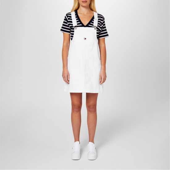 Tommy Jeans Tj Pinafore Drs Ld43 Деним Бял Dresses Under 60