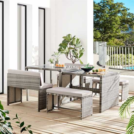 Studio Algiers 6 Piece Rattan Dining Bench Set  Помпи и аксесоари