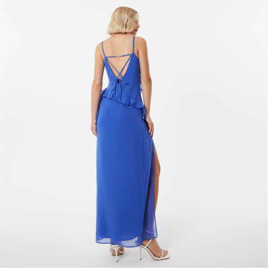 Jack Wills Frill Maxi Dress Кобалт Дамски поли и рокли