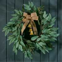 The Spirit Of Christmas 50Cm Natural Leaf, Bow And Bells  