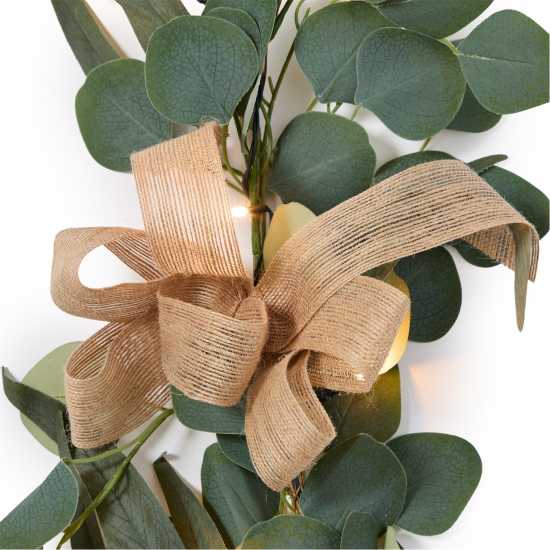 The Spirit Of Christmas 6Ft Pre-Lit Natural Leaf & Bow Garland  