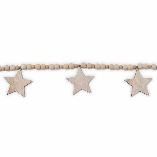 The Spirit Of Christmas 6Ft Wooden Bead And Star Garland  