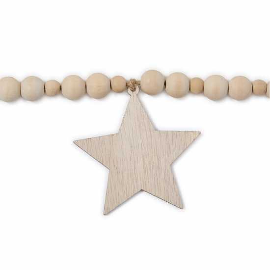 The Spirit Of Christmas 6Ft Wooden Bead And Star Garland  