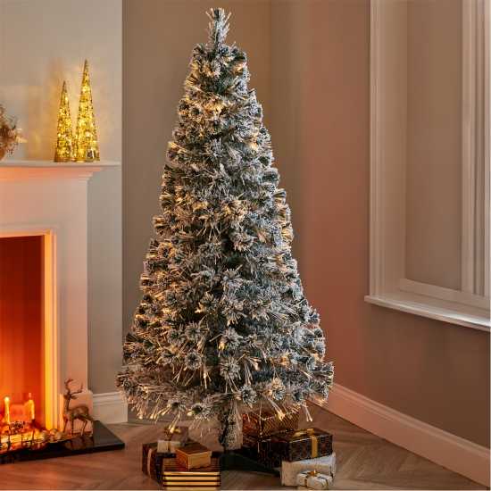 The Spirit Of Christmas 6Ft Fibre Optic Snow Flocked Tree  