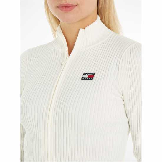 Tommy Jeans Badge Zip Through Sweater Древно бяло 