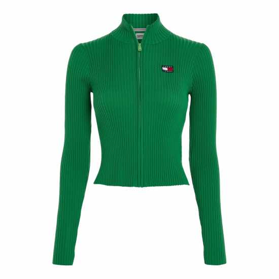 Tommy Jeans Badge Zip Through Sweater Прибрежно зелено 