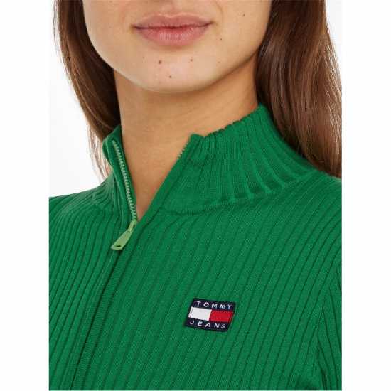 Tommy Jeans Badge Zip Through Sweater Прибрежно зелено 